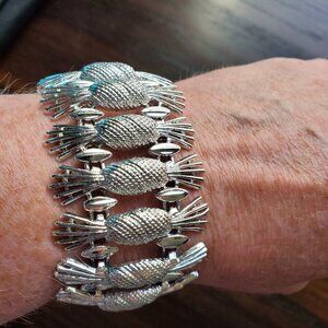 12 Bracelets! Leather, Pineapple Metal, Bling, Vintage, Gold, Silver & S…